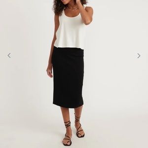 Marine Layer - Lexi Rib Midi Skirt - Size Small - Black